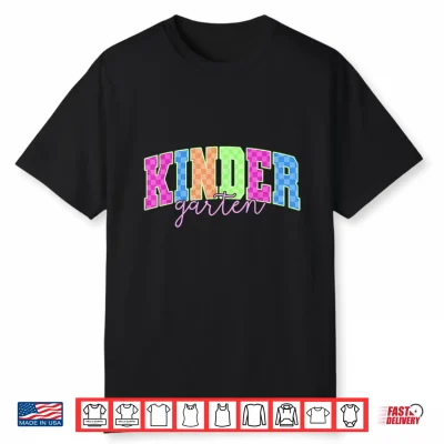 Back To School Neon Checkered Kindergarten Colorful Teacher Shirt