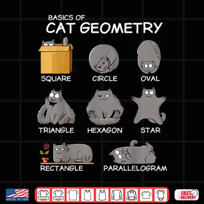 Design Cat Geometry Math Funny Cat Gifts For Relative Cat Kids Shirt