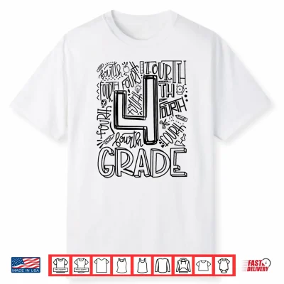Fourth Grade Typography Back To School Shirt