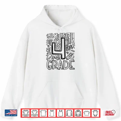 Hoodie Fourth Grade Typography Back To School Shirt