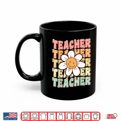 Mug Groovy Teacher Cute Daisy Flower Retro Back To School Shirt