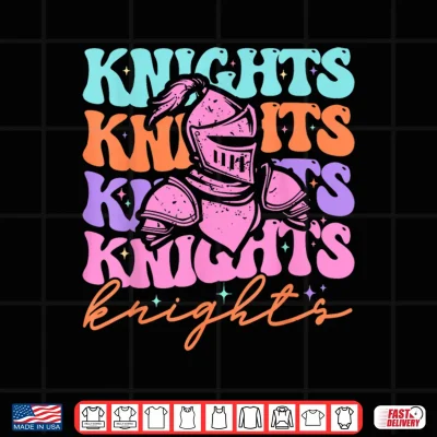 Design Knights Mascot Back To School Spirit Sports Groovy Shirt