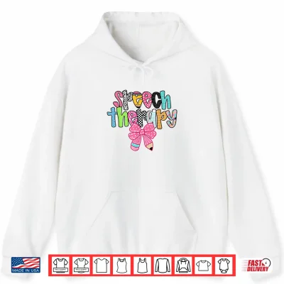 Hoodie Speech Therapy Coquette Bow Pencil Back To School S L P Shirt
