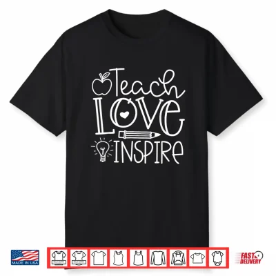 Teach Love Inspire Retro Teacher Kids Back To School Shirt