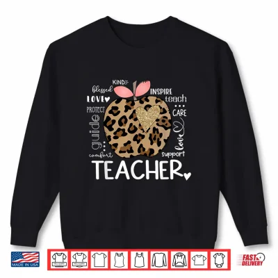 Sweatshirt Teacher Life Leopard Apple Teachers Day Back To School Shirt