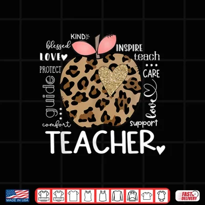 Design Teacher Life Leopard Apple Teachers Day Back To School Shirt