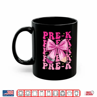 Mug First Day Of Pre K Girls Coquette Bow Back To School PreK Shirt