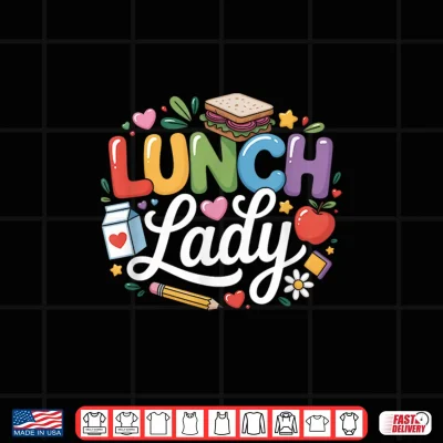 Design Colorful Lunch Lady Appreciation Retro Back to School Gift Shirt