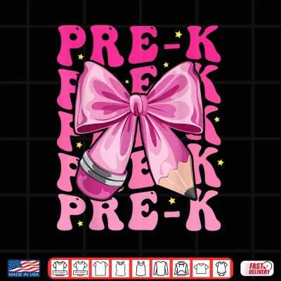 Design First Day Of Pre K Girls Coquette Bow Back To School PreK Shirt