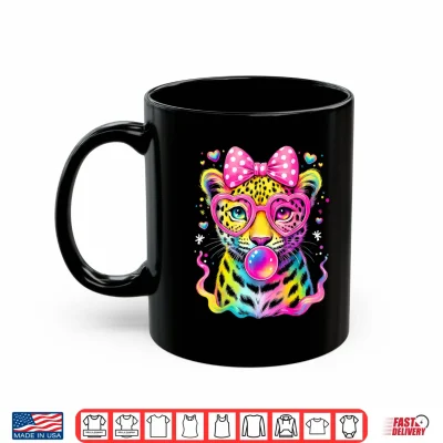Mug Funny Leopard Glasses Blowing Bubble Gum Back To School Kids Shirt
