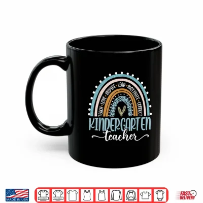 Mug Kindergarten Teacher Leopard Boho Rainbow Back To School Shirt