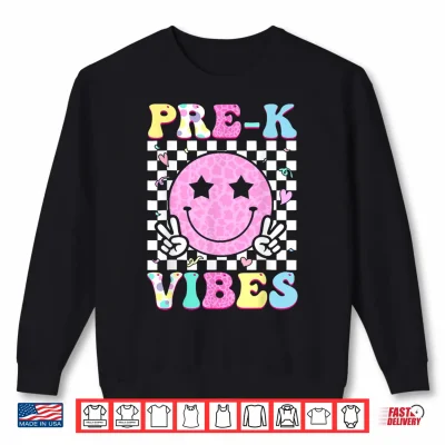 Sweatshirt Pre K Vibes Groovy Back to School PreK Preschool Girls Kids Shirt