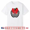 Retro Back To School Teacher Race Checkered Apple Pencil Bow Shirt