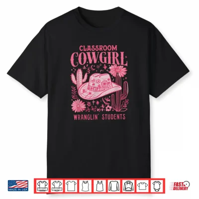 Retro Classroom Cowgirl Wrangling Students Teacher Western Shirt