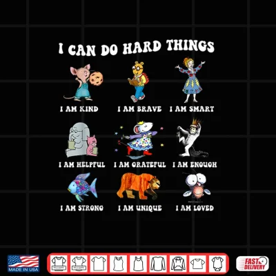 Design Read Book Characters I Can Do Hard Things Back to School Shirt