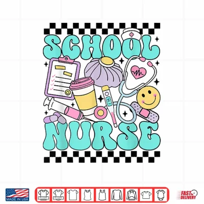 Design Retro School Nurse Back To School Elementary Nurse Life Shirt