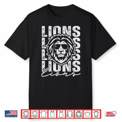 Vintage Lions School Mascot Game Day Men Teacher Boy Women Shirt
