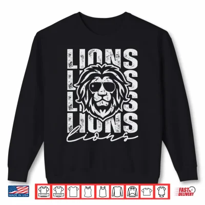 Sweatshirt Vintage Lions School Mascot Game Day Men Teacher Boy Women Shirt