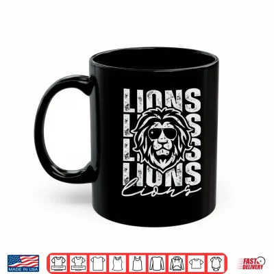 Mug Vintage Lions School Mascot Game Day Men Teacher Boy Women Shirt