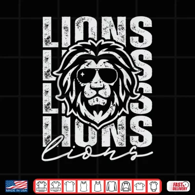 Design Vintage Lions School Mascot Game Day Men Teacher Boy Women Shirt