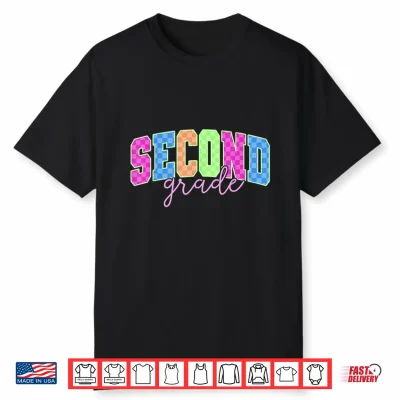 Back To School Neon Checkered Second Grade Colorful Teacher Shirt