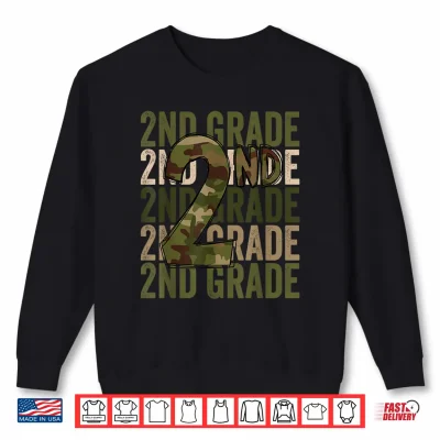 Sweatshirt Camo Team 2nd Grade Squad Back To School Teacher Kids Boys Shirt