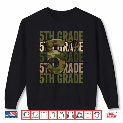 Sweatshirt Camo Team 5th Grade Squad Back To School Teacher Kids Boys Shirt