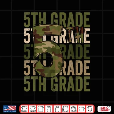 Design Camo Team 5th Grade Squad Back To School Teacher Kids Boys Shirt