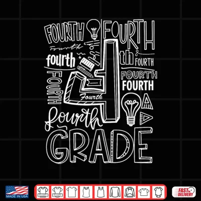 Design Fourth 4th Grade Typography Back To School Shirt
