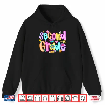 Hoodie Preppy Second Grade Back To School 2nd Grade Teachers Girls Shirt