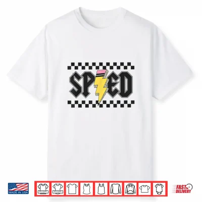 Retro Sped Teacher Pencil Lightning Bolt Back To School Shirt
