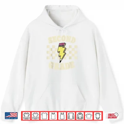 Hoodie Second Grade Lighting Bolt Pencil Retro 2nd Grade Teacher Shirt