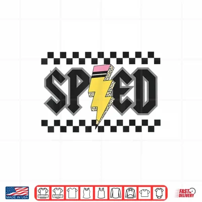 Design Retro SPED Teacher Pencil Lightning Bolt Back To School Shirt