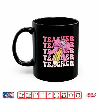 Mug Teacher Pencil Back To School Groovy Pink Teacher First Day Shirt