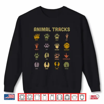 Sweatshirt Childrens Kids Wild Animal Tracks Childrens Learning Design Shirt