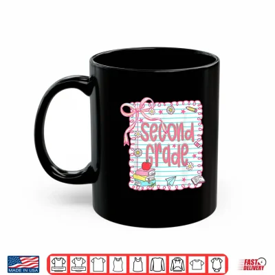 Mug Girls Second Grade Coquette Bow Pink Preppy Back to School Shirt