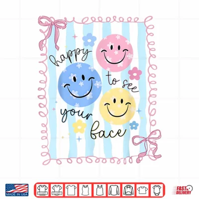 Design Happy to See Your Face Teacher Coquette Bow Back to School Shirt