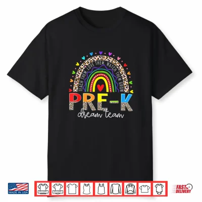 Prek Dream Team Leopard Rainbow Teacher Squad Back To School Shirt