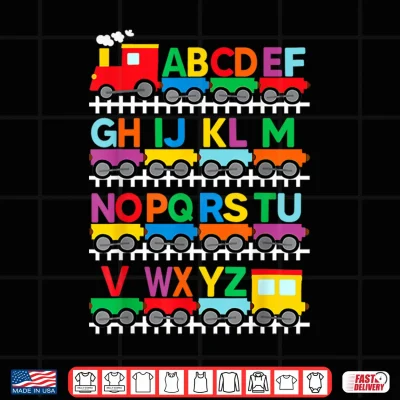 Design Train Railroad Lover ABC Alphabet A Z ABCs Kindergarten Kids Shirt