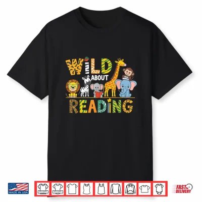 Wild About Reading Kid Love Wild Animal Books Back To School Shirt