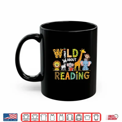 Mug Wild About Reading Kid Love Wild Animal Books Back To School Shirt
