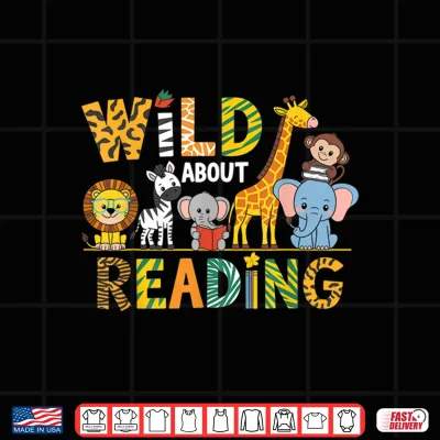 Design Wild About Reading Kid Love Wild Animal Books Back To School Shirt