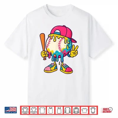 Baseball Ice Cream Drip Youth Back To School Baseball Stuff Shirt