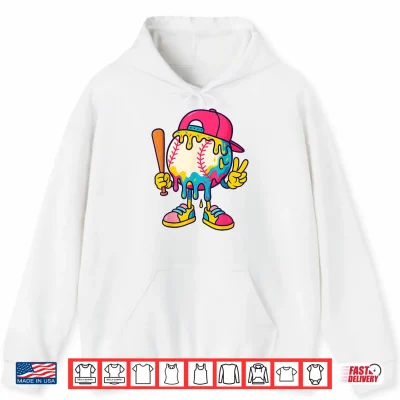 Hoodie Baseball Ice Cream Drip Youth Back To school Baseball Stuff Shirt