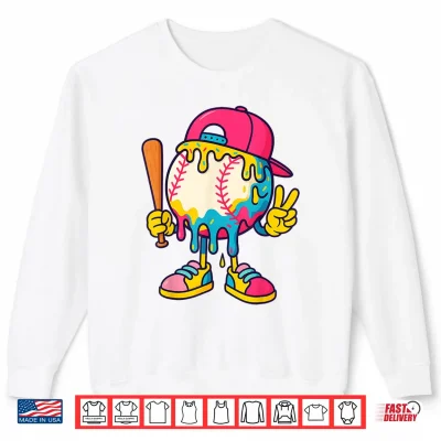 Sweatshirt Baseball Ice Cream Drip Youth Back To school Baseball Stuff Shirt