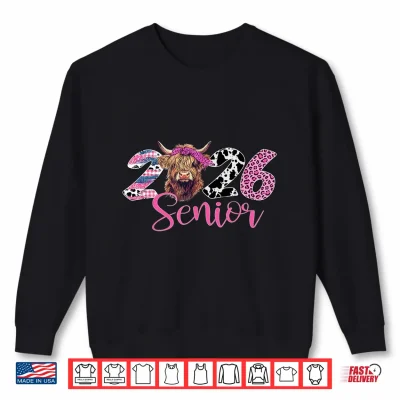Sweatshirt Class of 2026 Senior Graduation Leopard Print Highland Cow Shirt