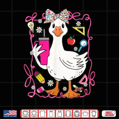 Design Coquette Silly Goose Teacher Preppy Floral Back to School Shirt