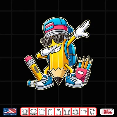 Design Dabbing Pencil Dancing Back to School Funny Students Boys Shirt