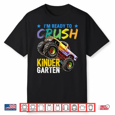 Kindergarten Monster Truck Back To School Shirt Boys Gift