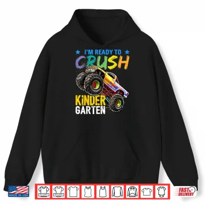 Hoodie Kindergarten Monster Truck Back to School Shirt Boys Gift